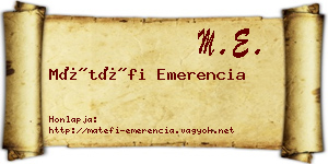 Mátéfi Emerencia névjegykártya